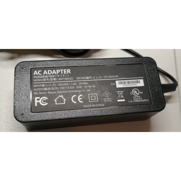 65W AC/DC Adapter 19V 3.42A charger power. ADP1903422 KSY0140 3mm Barrel Rnd Tip - Picture 2 of 7